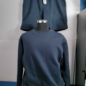 Men's Classic Crewneck Sweater in Navy 2pc Short Set